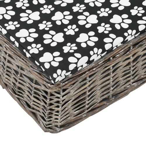 Hundeseng med hynde 125 x 80 x 15 cm naturpil fladt design grå