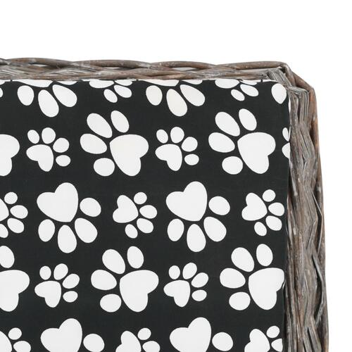 Hundeseng med hynde 125 x 80 x 15 cm naturpil fladt design grå