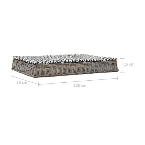 Hundeseng med hynde 125 x 80 x 15 cm naturpil fladt design grå