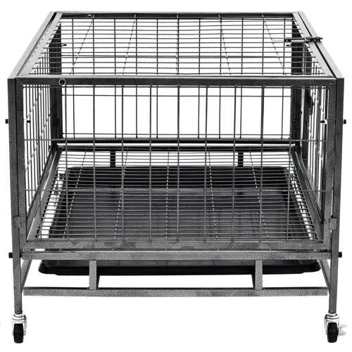 Robust hundebur med hjul 82 x 66 x 56 cm stål