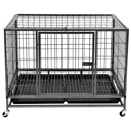 Robust hundebur med hjul 98x72x77 cm stål