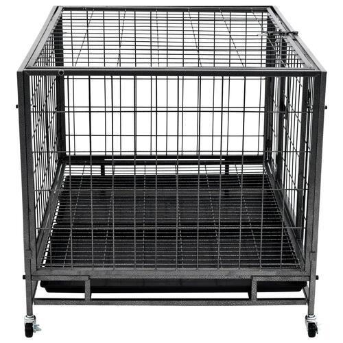 Robust hundebur med hjul 98x72x77 cm stål