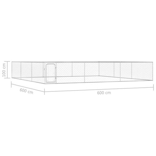 Udendørs hundeløbegård 6 x 6 x 1 m galvaniseret stål