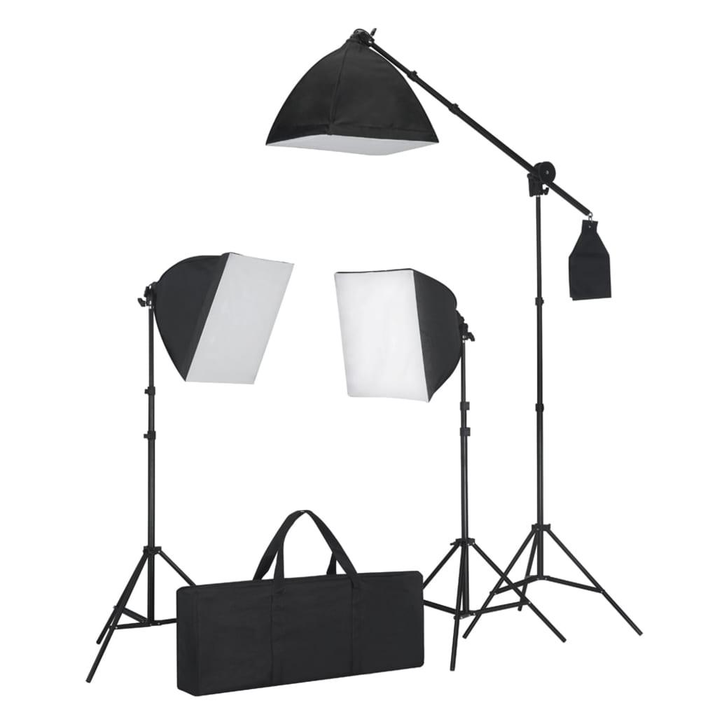Belysningssæt 3 fotolamer med stativ og softbox
