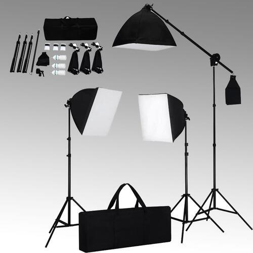 Belysningssæt 3 fotolamer med stativ og softbox