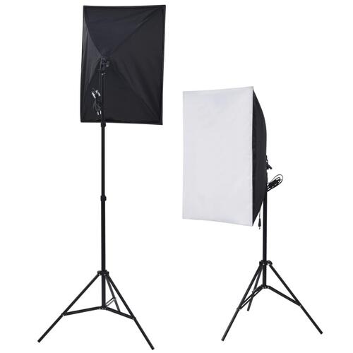 Fotostudieudstyr: 5 farvede kulisser og 2 softbokse