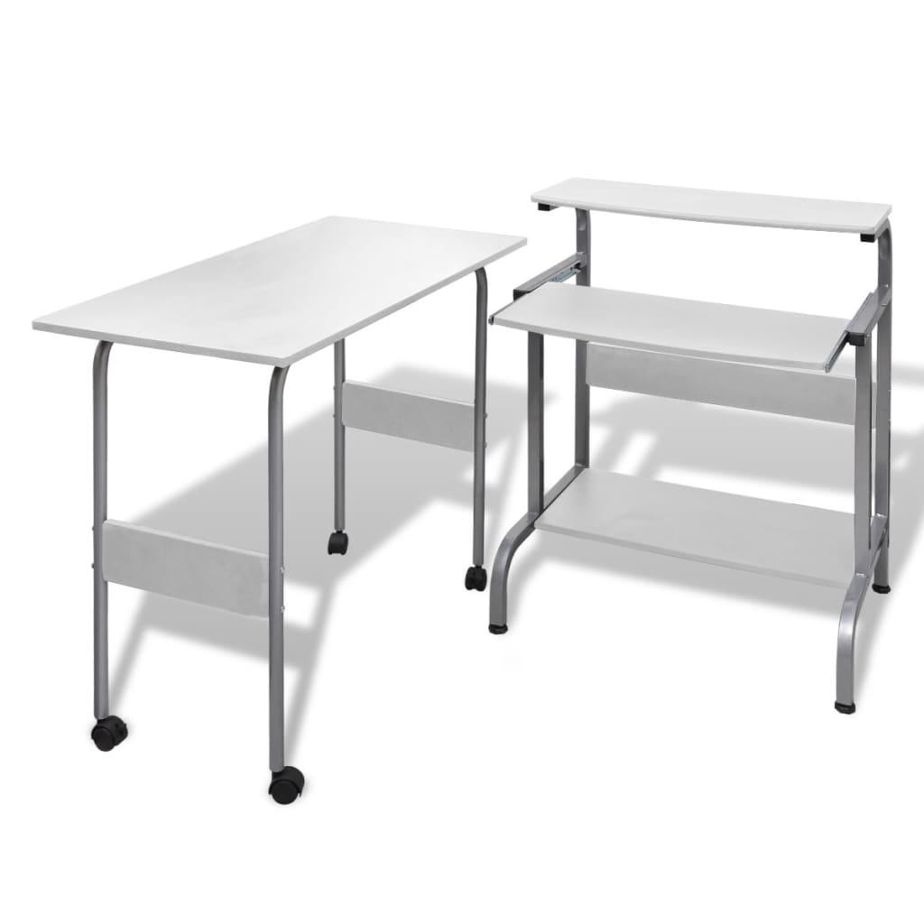 Todelt skrivebord og computerbord hvid