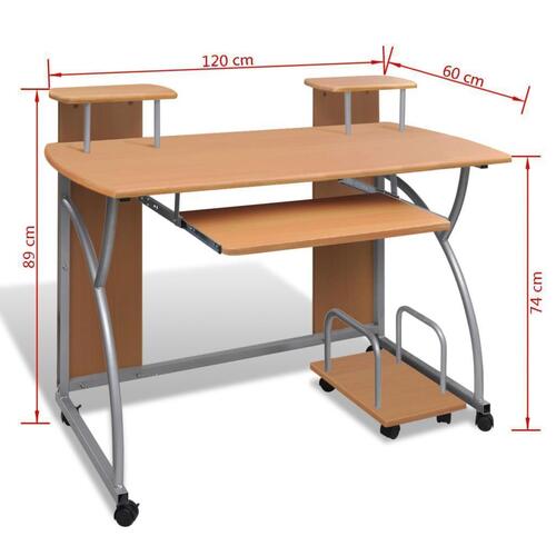 Skrivebord 120x60cm i brun