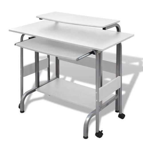 Todelt skrivebord og computerbord hvid