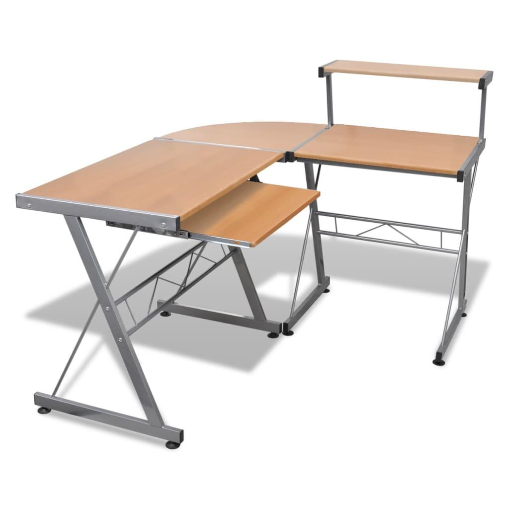 Skrivebord 139x115cm i brun