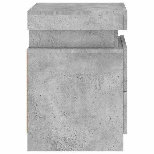 Sengebord med LED-lys 35x39x55 cm betongrå