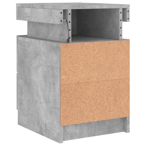 Sengebord med LED-lys 35x39x55 cm betongrå