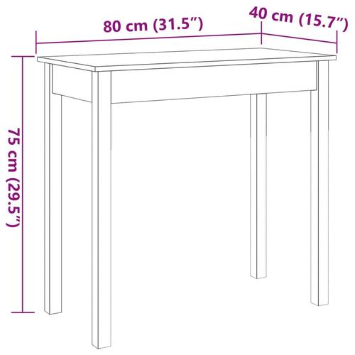 Konsolbord 80x40x75 cm massivt fyrretræ gyldenbrun