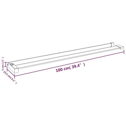 Brusehylde til brusevæg 100 cm aluminium krom