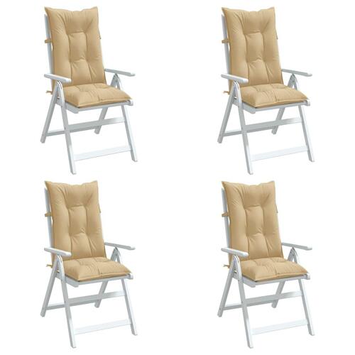 Stolehynder med høj ryg 4 stk. 120x50x7 cm stof beige