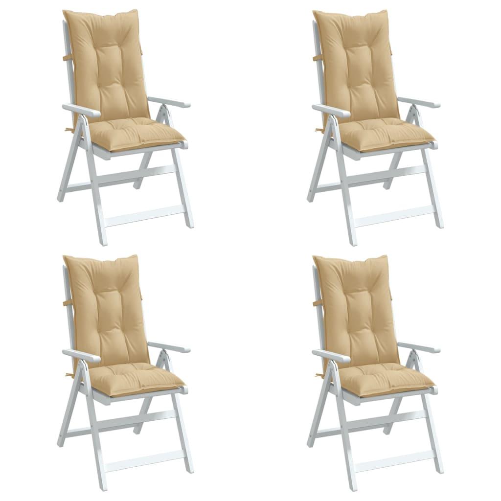 Stolehynder med høj ryg 4 stk. 120x50x7 cm stof beige