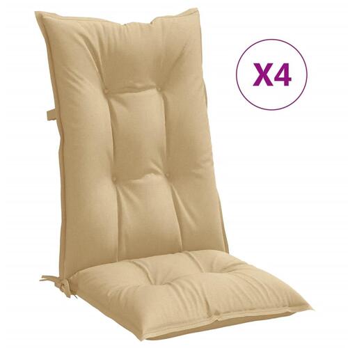 Stolehynder med høj ryg 4 stk. 120x50x7 cm stof beige