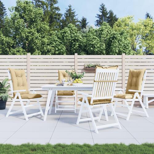 Stolehynder med høj ryg 4 stk. 120x50x7 cm stof beige