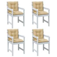 Stolehynder med lav ryg 4 stk. 100x50x7 cm stof beige