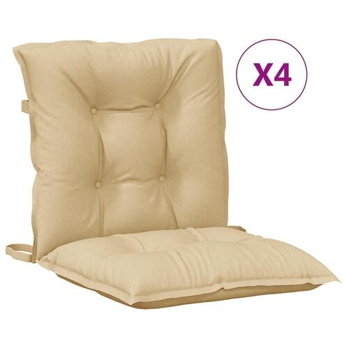 Stolehynder med lav ryg 4 stk. 100x50x7 cm stof beige