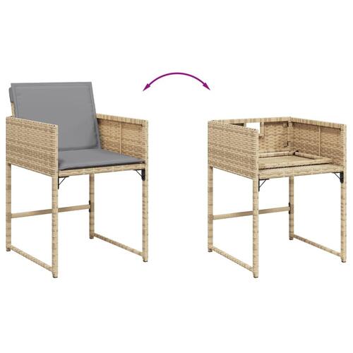 Spisebordssæt til haven 9 dele med hynder polyrattan beige
