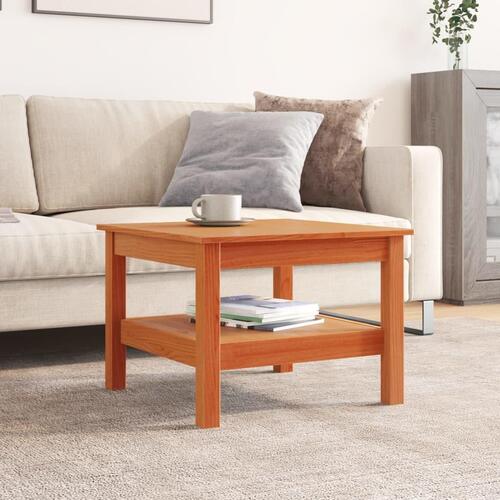 Sofabord 55x55x40 cm massivt fyrretræ gyldenbrun