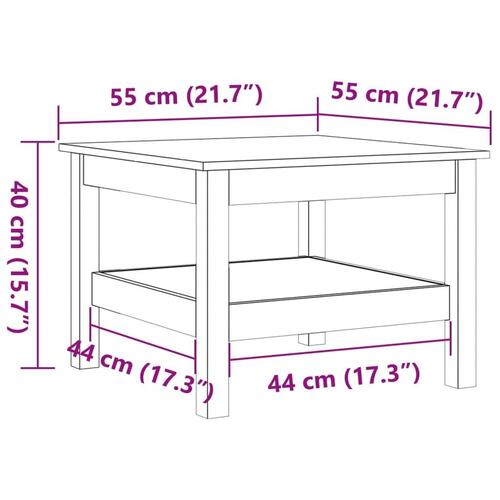 Sofabord 55x55x40 cm massivt fyrretræ gyldenbrun