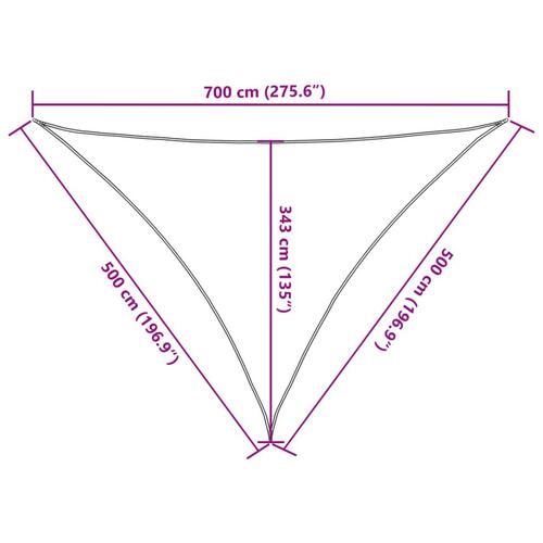 Solsejl 7x5x5 m 100 % polyesterstof lysegrå