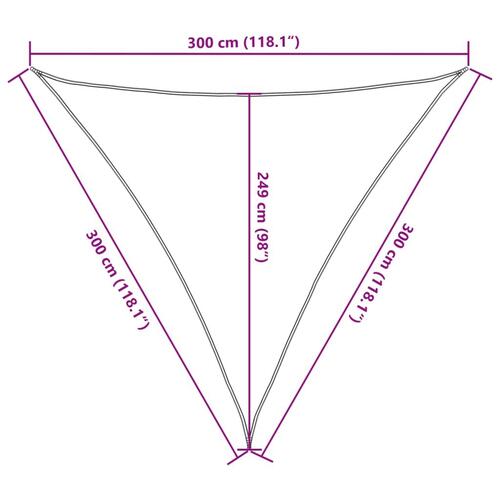 Solsejl 3x3x3 m 100 % polyesterstof lysegrå