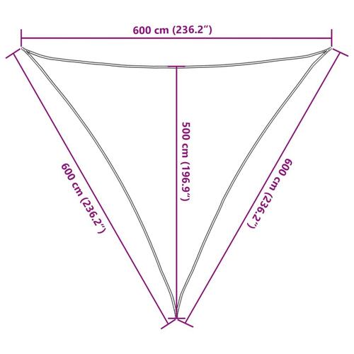 Solsejl 6x6x6 m 100 % polyesterstof lysegrå
