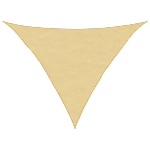 Solsejl triangulært 5 x 5 x 6 m - sandfarvet, vandafvisende polyester