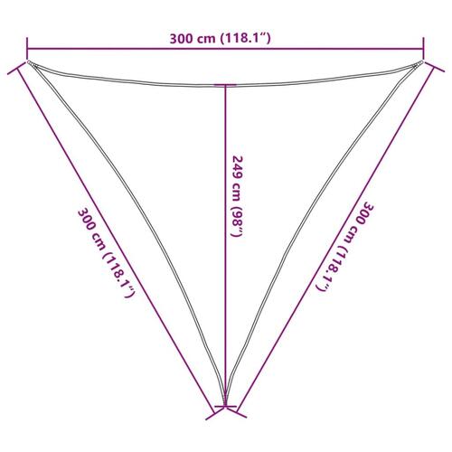 Solsejl 3x3x3 m 100 % polyesterstof sandfarvet