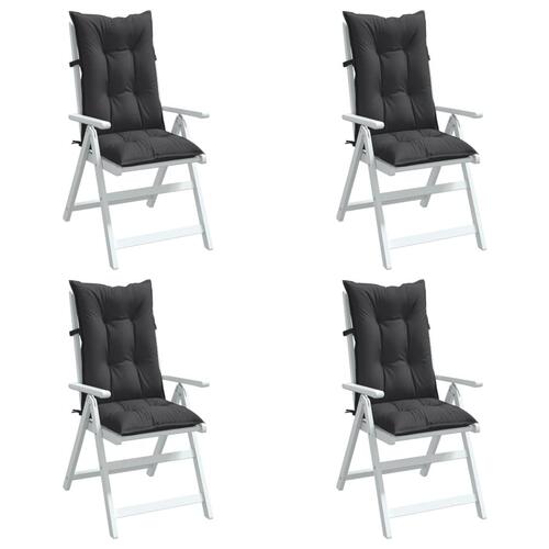 Stolehynder med høj ryg 4 stk. 120x50x7 cm stof antracitgrå