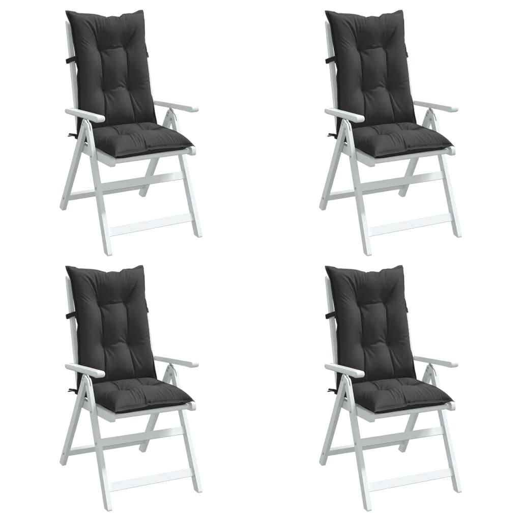 Stolehynder med høj ryg 4 stk. 120x50x7 cm stof antracitgrå