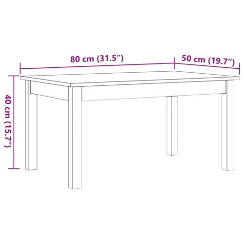 Sofabord 80x50x40 cm massivt fyrretræ gyldenbrun