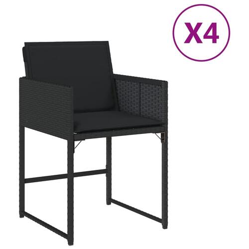 Havestole med hynder 4 stk. polyrattan sort