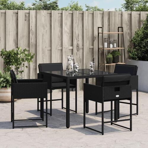 Havestole med hynder 4 stk. polyrattan sort