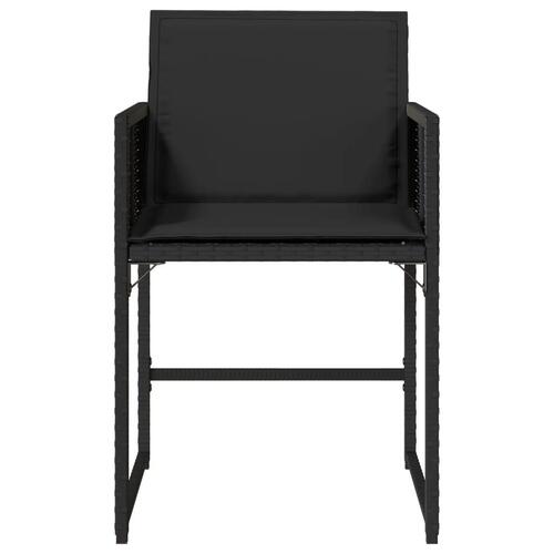 Havestole med hynder 4 stk. polyrattan sort