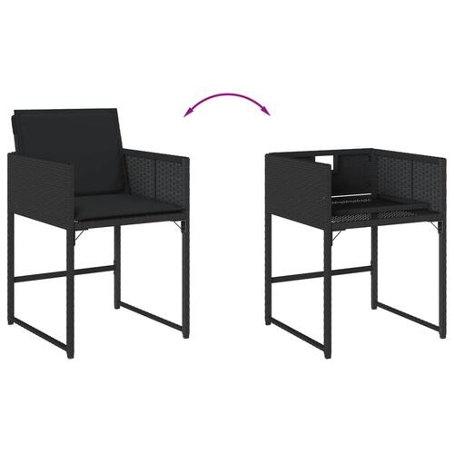 Havestole med hynder 4 stk. polyrattan sort