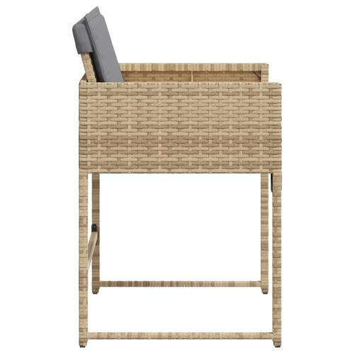 Havestole 4 stk. med hynder polyrattan blandet beige