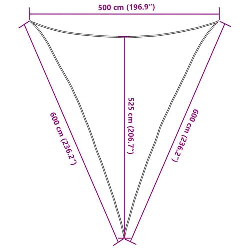 Solsejl 5x6x6 m 100 % polyesterstof lysegrå