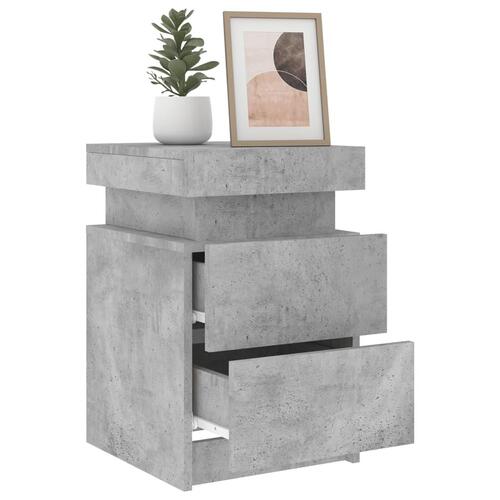 Sengeborde 2 stk. med LED-lys 35x39x55 cm betongrå