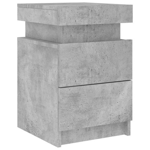 Sengeborde 2 stk. med LED-lys 35x39x55 cm betongrå