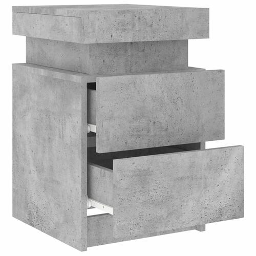 Sengeborde 2 stk. med LED-lys 35x39x55 cm betongrå