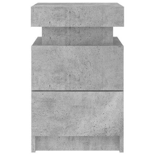 Sengeborde 2 stk. med LED-lys 35x39x55 cm betongrå