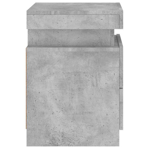 Sengeborde 2 stk. med LED-lys 35x39x55 cm betongrå
