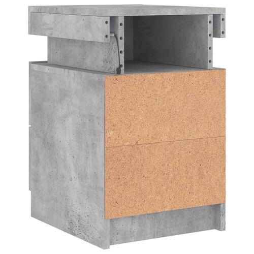 Sengeborde 2 stk. med LED-lys 35x39x55 cm betongrå