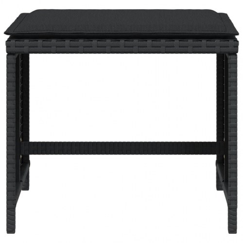 Haveskammel med hynder 4 stk. 40x40x35 cm polyrattan sort