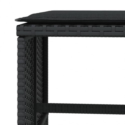 Haveskammel med hynder 4 stk. 40x40x35 cm polyrattan sort