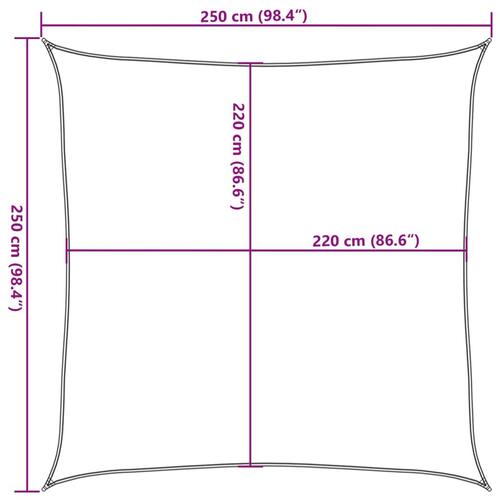 Solsejl 2,5x2,5 m 100 % polyesterstof sandfarvet